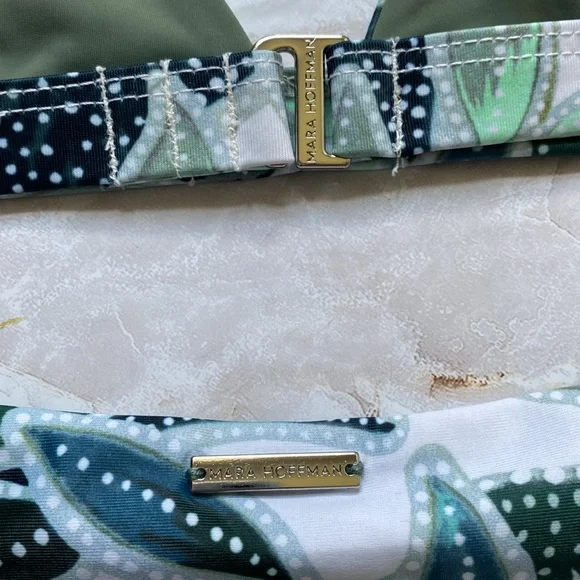 Mara Hoffman | Triangle bralette and Zoa bottoms in green floral leaves - Picture 3 of 4